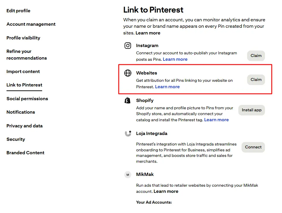 Link to Pinterest